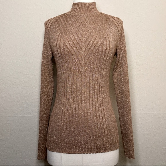 Lauren Ralph Lauren Sweaters - Lauren Ralph Lauren Gold Metallic Sweater Size S 4 Mock Neck Art Deco Geometric